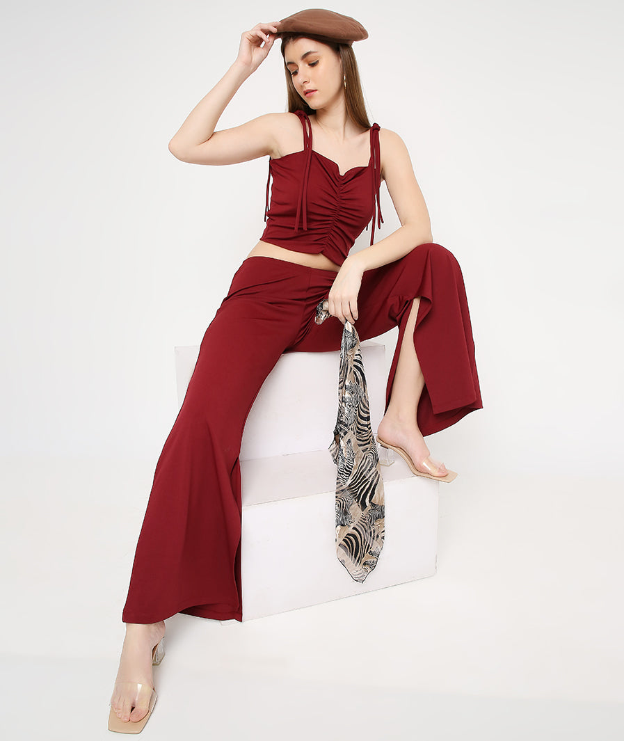 Wine Trousers with Side Vents